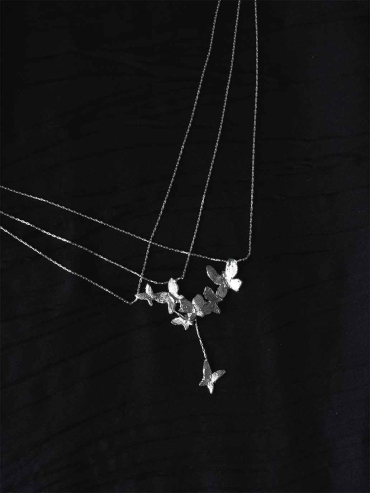 Silver Butterfly Garden Necklace