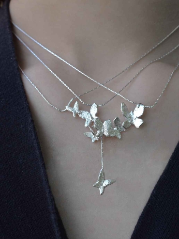 Silver Butterfly Garden Necklace