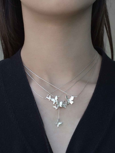 Silver Butterfly Garden Necklace