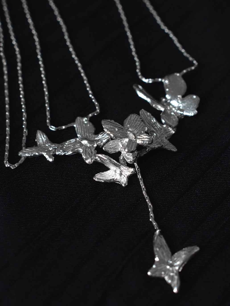 Silver Butterfly Garden Necklace