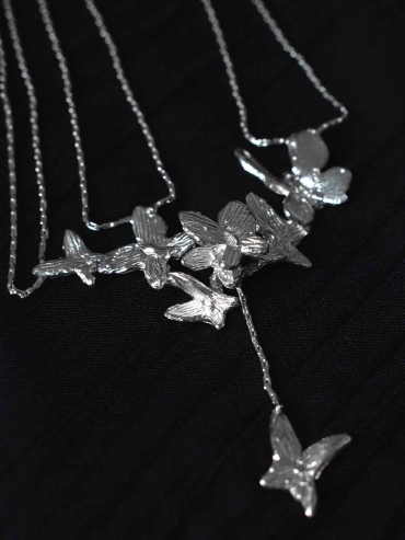 Silver Butterfly Garden Necklace
