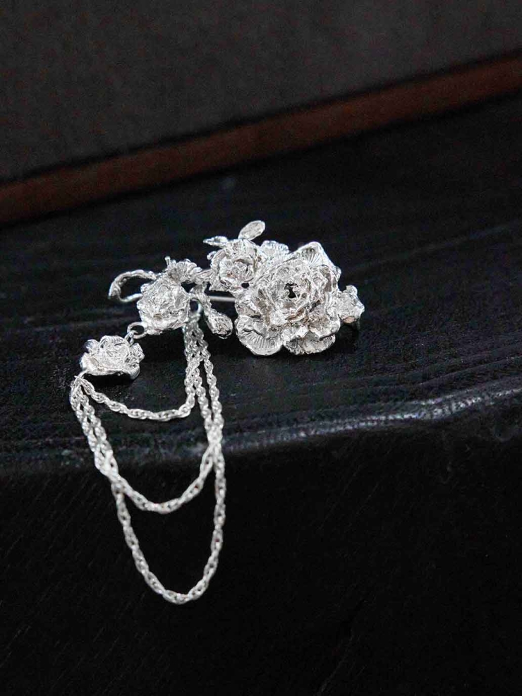 Silver Rose in the Rain Ear Hook-Single