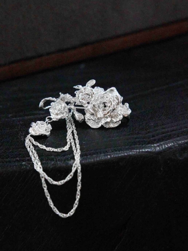 Silver Rose in the Rain Ear Hook-Single