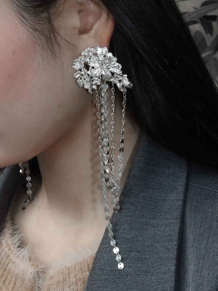 Silver Spring Blossom Stud Earring-Single