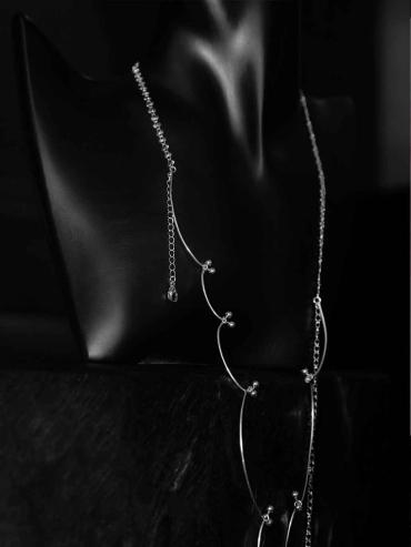 Silver Iris & Red Shadow Necklace