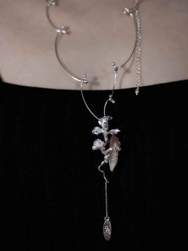 Silver Iris & Red Shadow Necklace