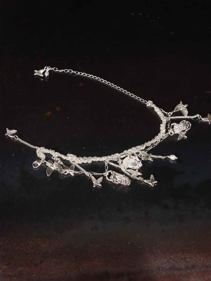 Silver Butterfly Cluster Bracelet