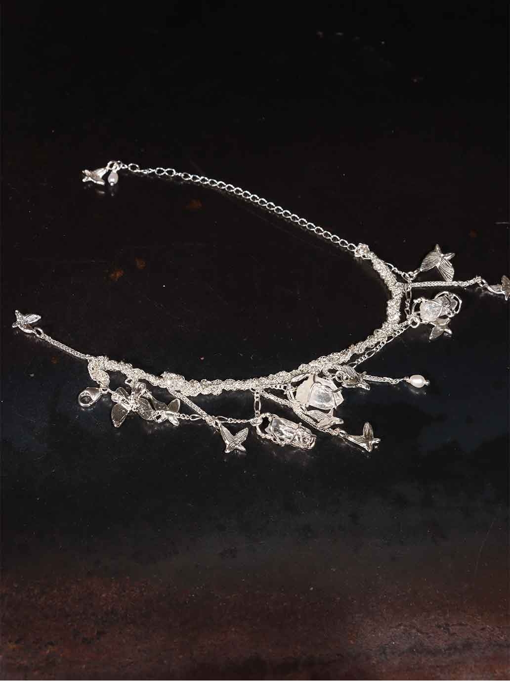 Silver Butterfly Cluster Bracelet