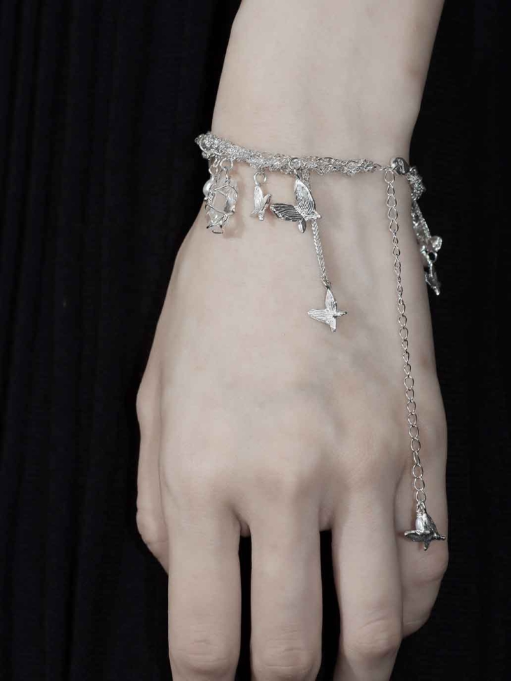 Silver Butterfly Cluster Bracelet