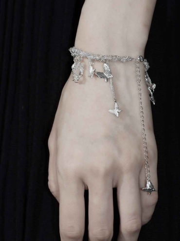 Silver Butterfly Cluster Bracelet