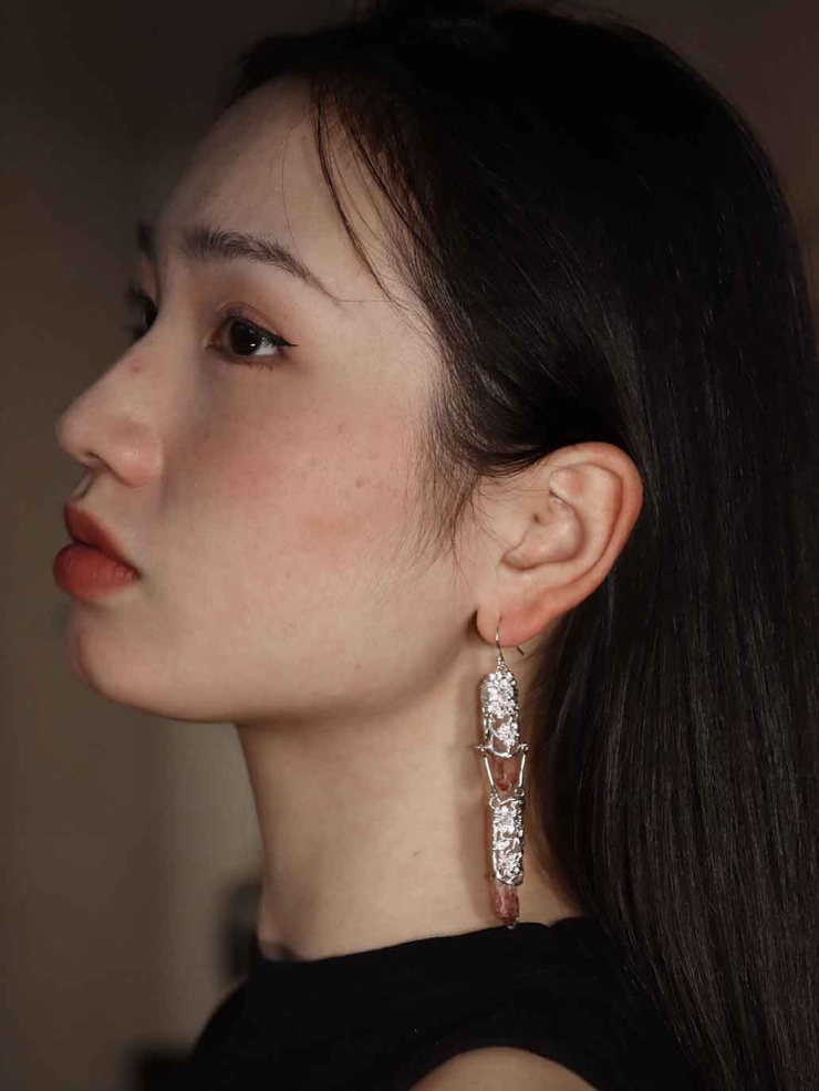 Red Shadow Mountain Hook Earring- Single