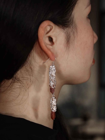 Red Shadow Mountain Hook Earring- Single