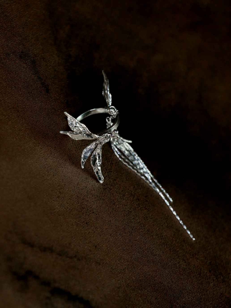 Silver Dragonfly Ear Cuff-Single