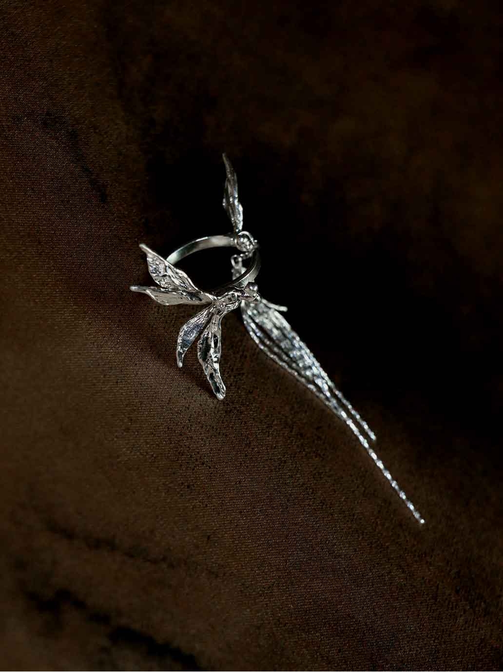 Silver Dragonfly Ear Cuff-Single