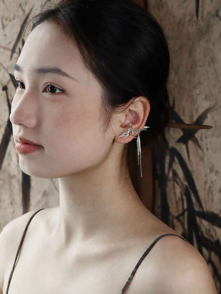 Silver Dragonfly Ear Cuff-Single