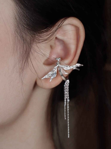 Silver Dragonfly Ear Cuff-Single