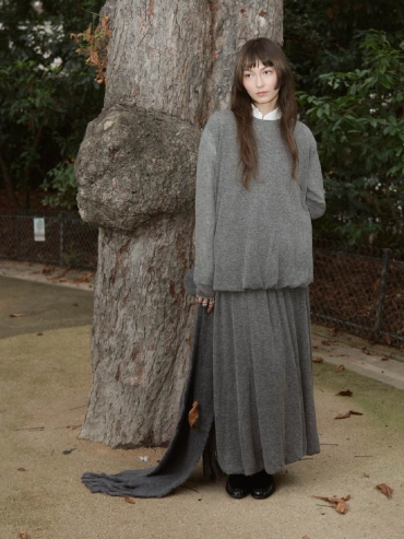 Grey Draped Cocoon Knit Skirt