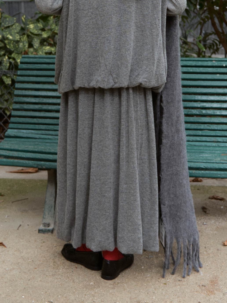 Grey Draped Cocoon Knit Skirt