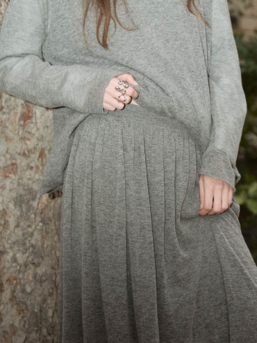Grey Draped Cocoon Knit Skirt