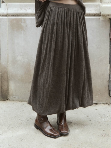 Brown Draped Cocoon Knit Skirt