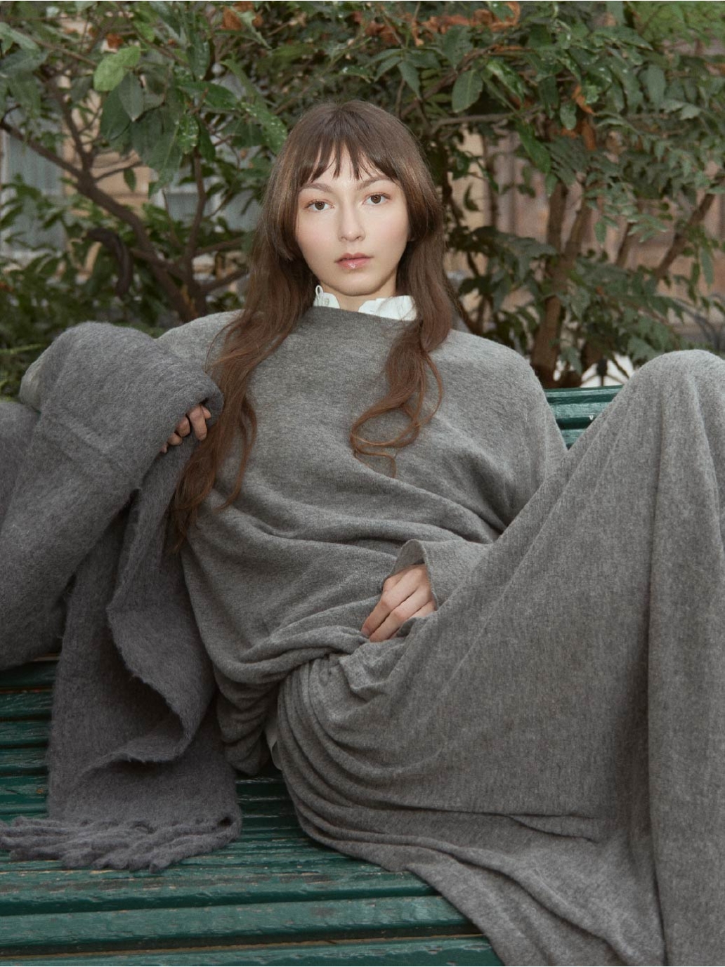 Grey Draped Cocoon Knit Top