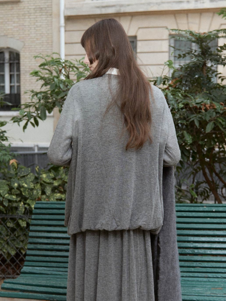 Grey Draped Cocoon Knit Top