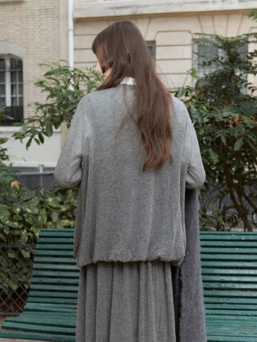 Grey Draped Cocoon Knit Top