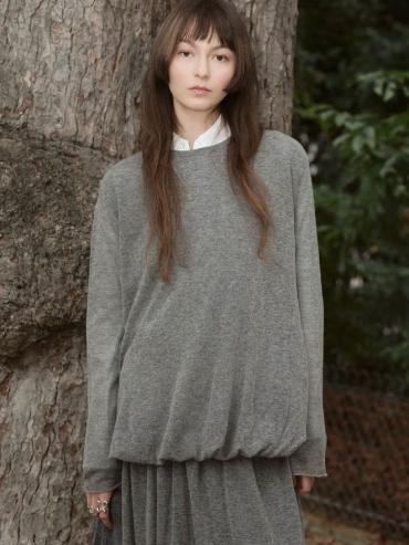 Grey Draped Cocoon Knit Top