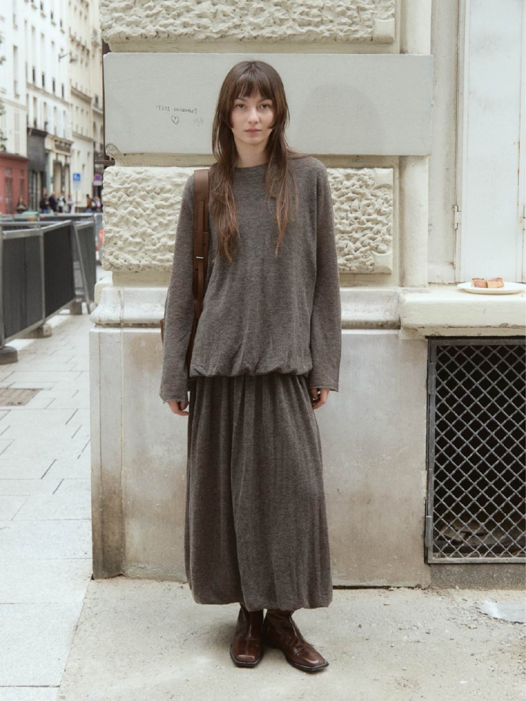 Brown Draped Cocoon Knit Top