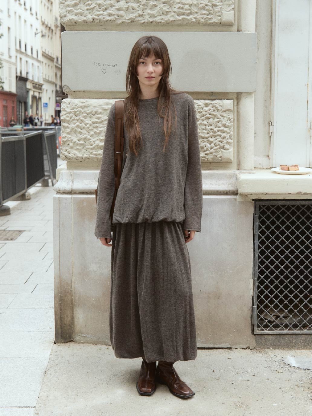 Brown Draped Cocoon Knit Top