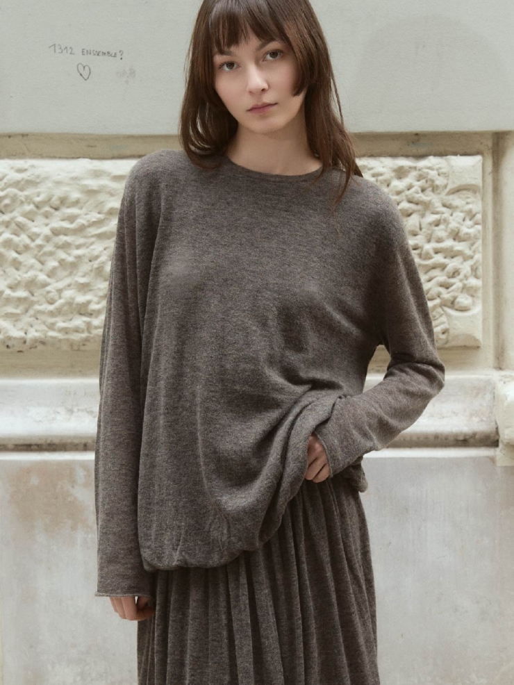 Brown Draped Cocoon Knit Top