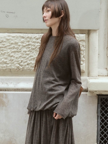 Brown Draped Cocoon Knit Top