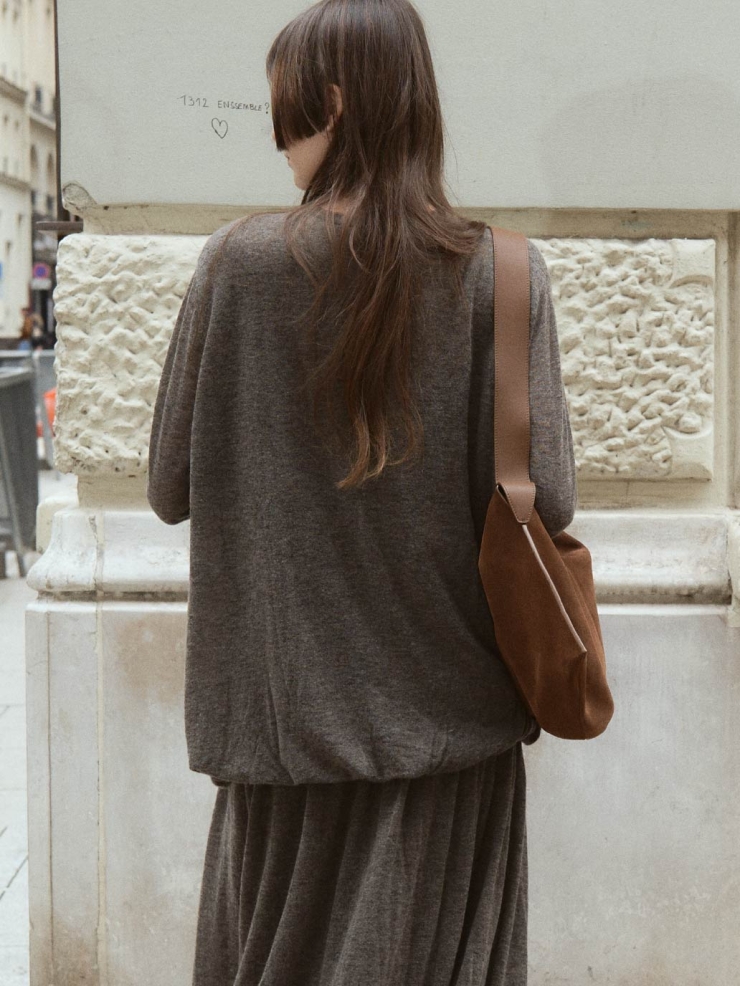 Brown Draped Cocoon Knit Top