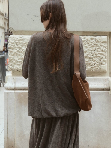 Brown Draped Cocoon Knit Top