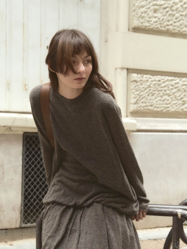 Brown Draped Cocoon Knit Top