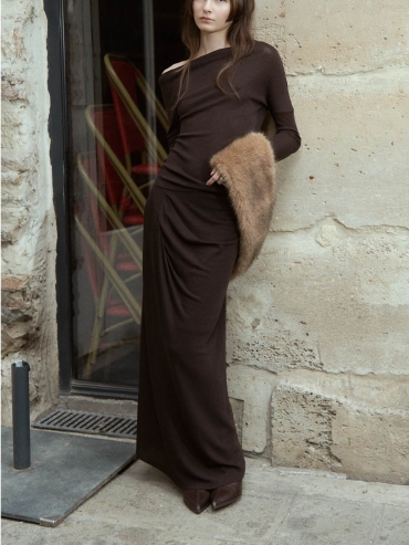 Brown Draped Mermaid Skirt