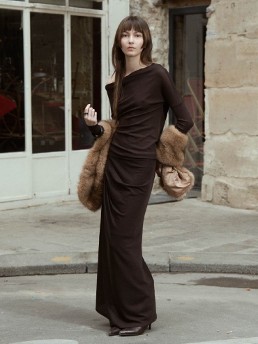 Brown Draped Mermaid Skirt