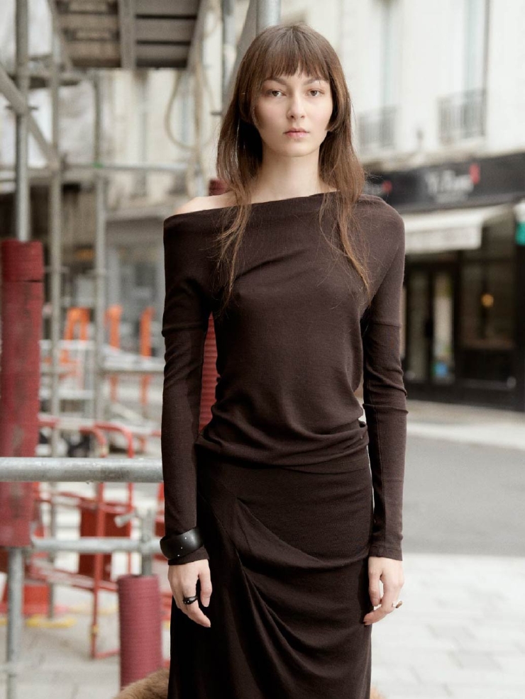 Brown One Shoulder Off Top