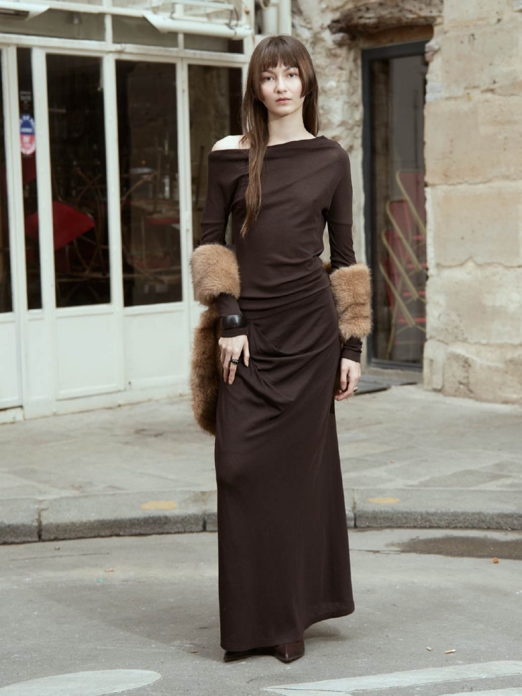 Brown One Shoulder Off Top