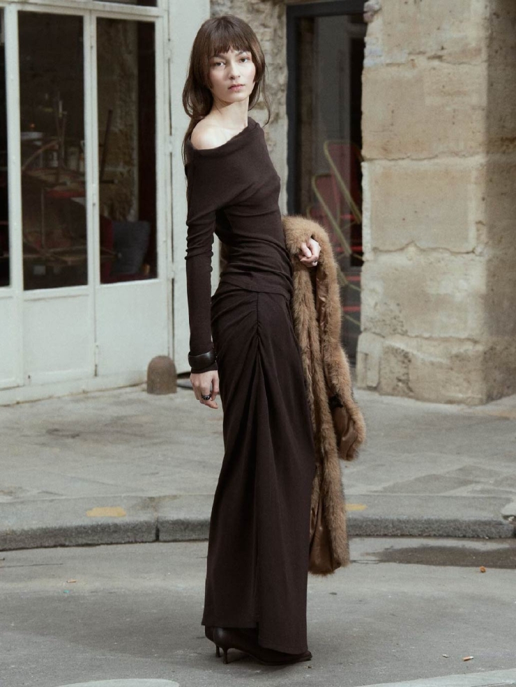 Brown One Shoulder Off Top