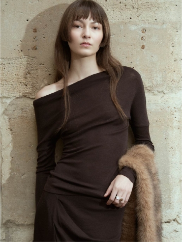 Brown One Shoulder Off Top