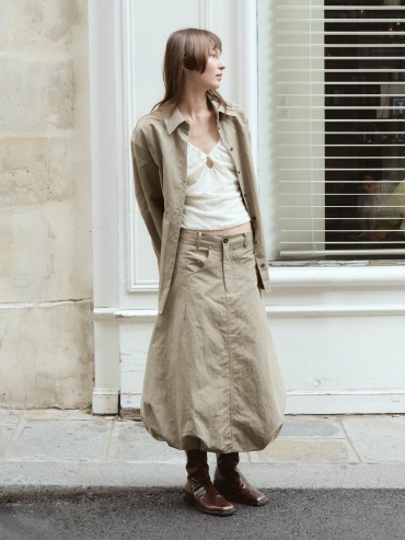Light Khaki Green Ballon Skirt