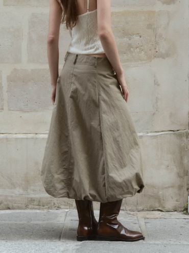 Light Khaki Green Ballon Skirt