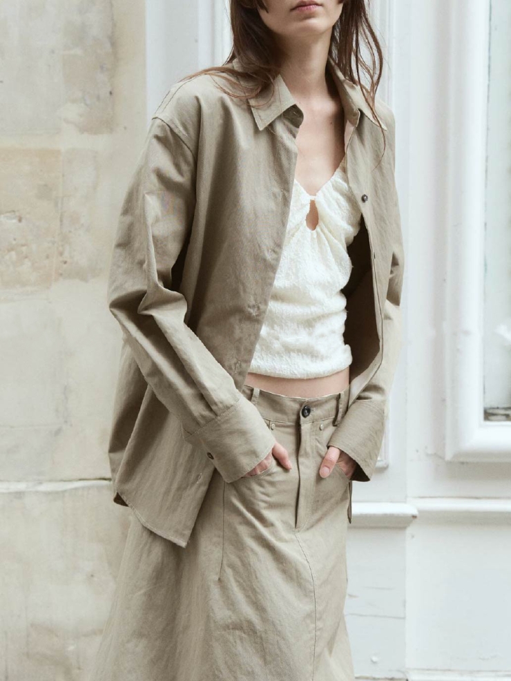 Light Khaki Green Oversize Shirt