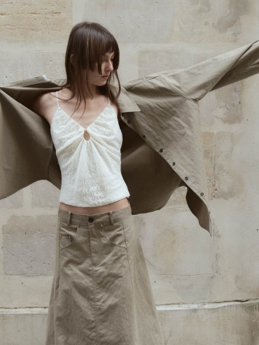 Light Khaki Green Oversize Shirt