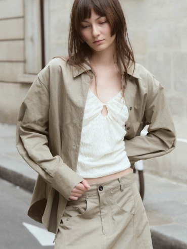 Light Khaki Green Oversize Shirt