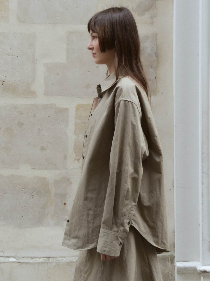 Light Khaki Green Oversize Shirt