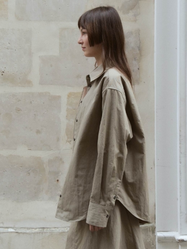 Light Khaki Green Oversize Shirt