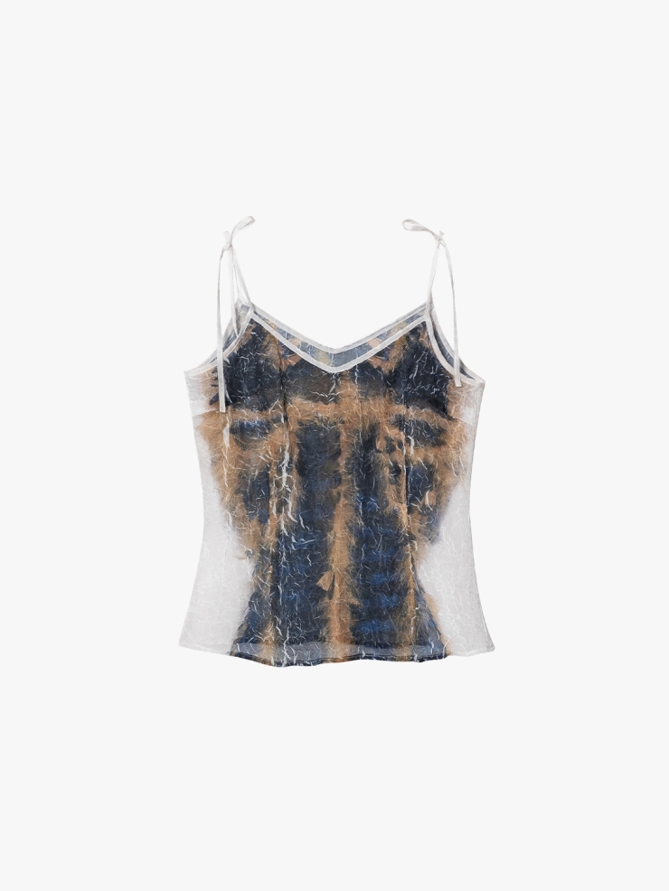 YUEQIQI Pirated Feather Print Sling Top