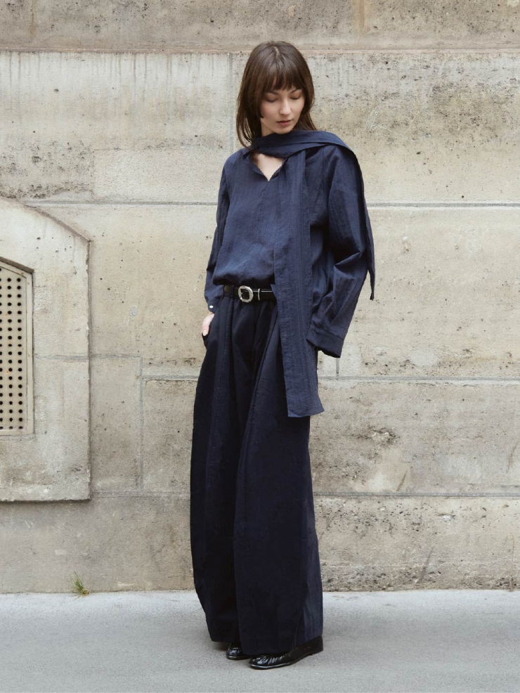 Navy Shirt with Long Tie